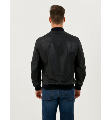 Le00172 O70386 301 Black CANALI Leather jacket