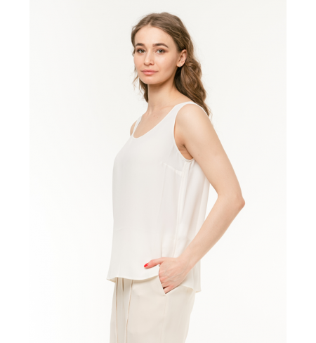 Silk Crepe With Round Neck PANICALE Top