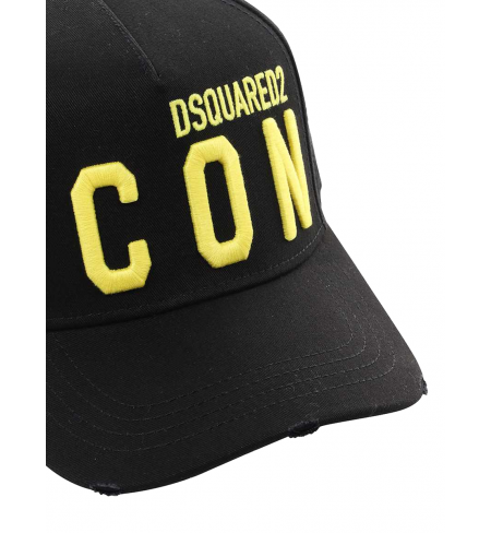 Be Icon Black Yellow DSQUARED2 Baseball cap