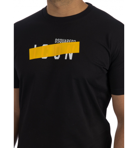 Black Yellow Print DSQUARED2 T-shirt