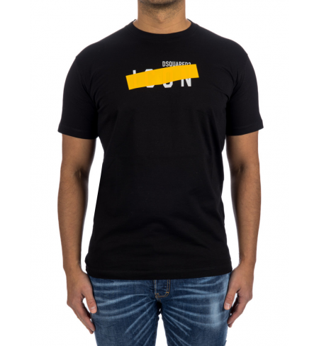 Black Yellow Print DSQUARED2 T-shirt