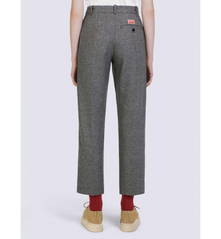 Cropped Tailored With Logo-Patch Anthracite Kenzo Trousers