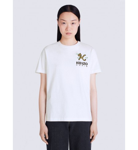 Tiger Tail K Logo-Embroidered White Kenzo T-shirt