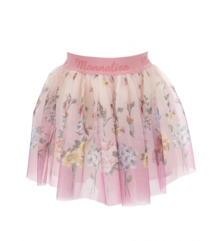 Tulle Regency Flowers Rosa Cipria MONNALISA Skirt