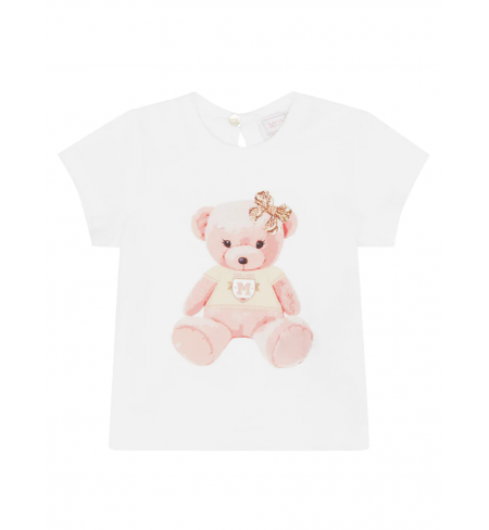 Little Bear Print Jersey Fermo Panna MONNALISA T-shirt