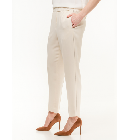 Slim Pull-On With Diamond Cut Chain Trim Ivory PESERICO Trousers