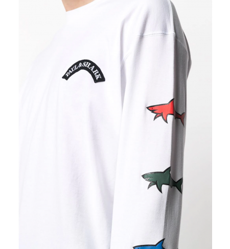 White PAUL AND SHARK T-shirt with long sleeves