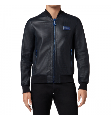 Black Blue DSQUARED2 Leather jacket