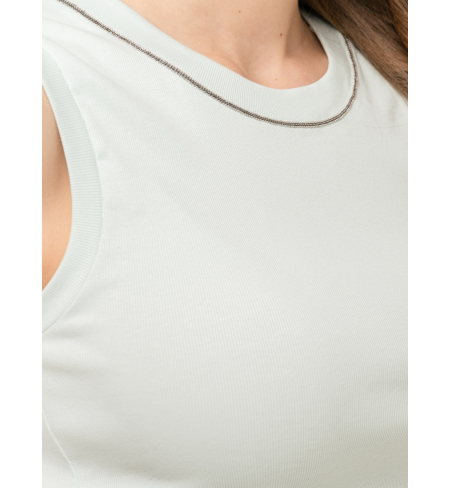 Round Neck Trimmed With Diamond Cut Chain Mint PESERICO Top
