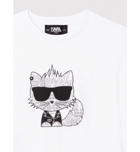 Regular Fit White KARL LAGERFELD T-shirt with long sleeves
