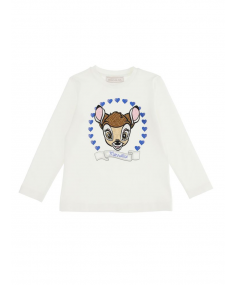 Cream Bambi MONNALISA T-shirt with long sleeves