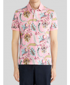 Floral Paisley Design Jacquard Pink ETRO Polo shirt