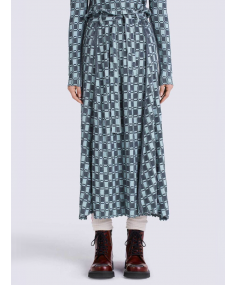 Monogram-Pattern Jacquard Gingham Midnight Blue KENZO Skirt