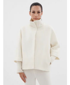 Boxy With Tricot Cuffs In Sparkling Frosted Wool Cloth White Smoke PESERICO Coat