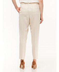 Slim Pull-On With Diamond Cut Chain Trim Ivory PESERICO Trousers
