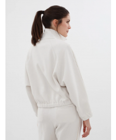 Zip And Kimono Sleeves In Soft Brushed Cotton White Smoke PESERICO Sport hoody