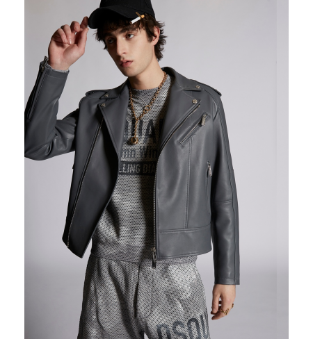 Кожаная куртка DSQUARED2 Grey