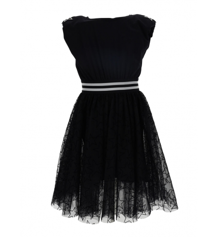 Платье MONNALISA Black And White Striped Elastic Waistband