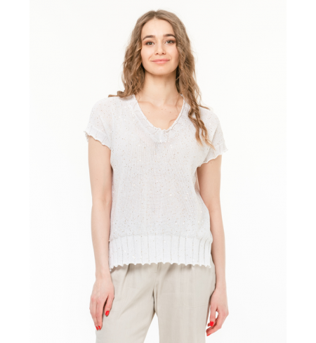 Tops LORENA ANTONIAZZI Cotton With Sequins Light White