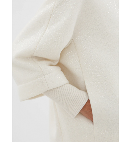Pusmētelis PESERICO Boxy With Tricot Cuffs In Sparkling Frosted Wool Cloth White Smoke