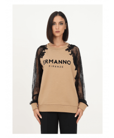 Džemperis E.ERMANNO SCERVINO Beige With Embroidered Sleeves