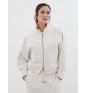 Sporta jaka PESERICO Zip And Kimono Sleeves In Soft Brushed Cotton White Smoke
