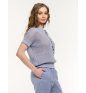 Tops PESERICO Sparkling Mesh With Drawstring Neck Blue